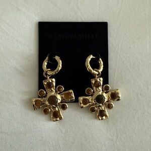 NIB- WeWoreWhat Hammered Tigers Eye Pendant Earrings